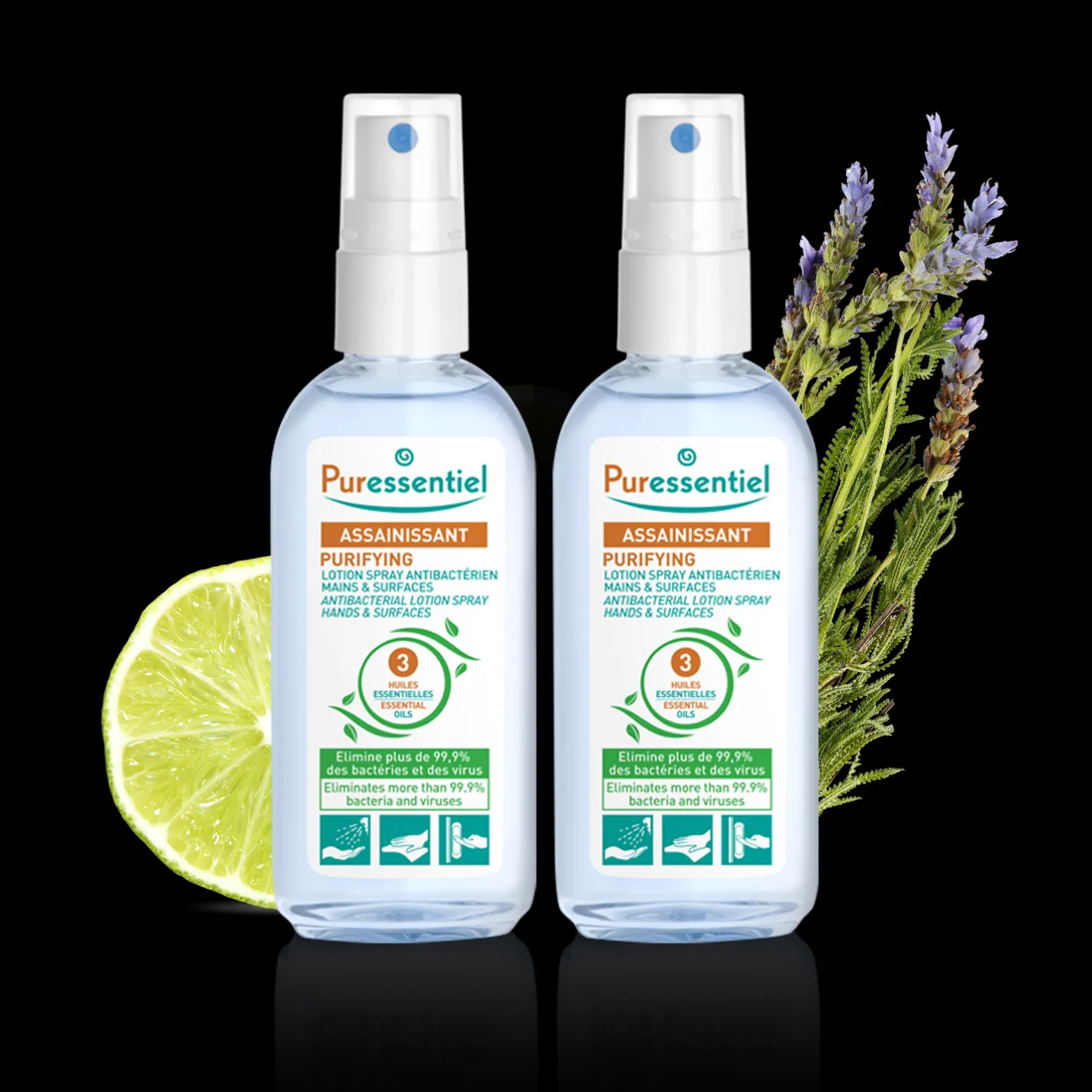 Puressentiel Duo Lotion Spray Antibactérien Assainissant 80 ml> Assainissant D'Intérieur|Assainissant